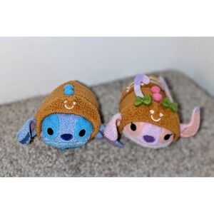 Disney Tsum Tsum Gingerbread Stitch & Angel Plush Set 2016‎ Collectible